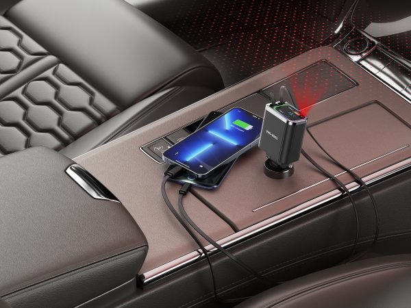 38W USB + Type-C Dual Ports Car Charger with Type-C and Lightning Cable