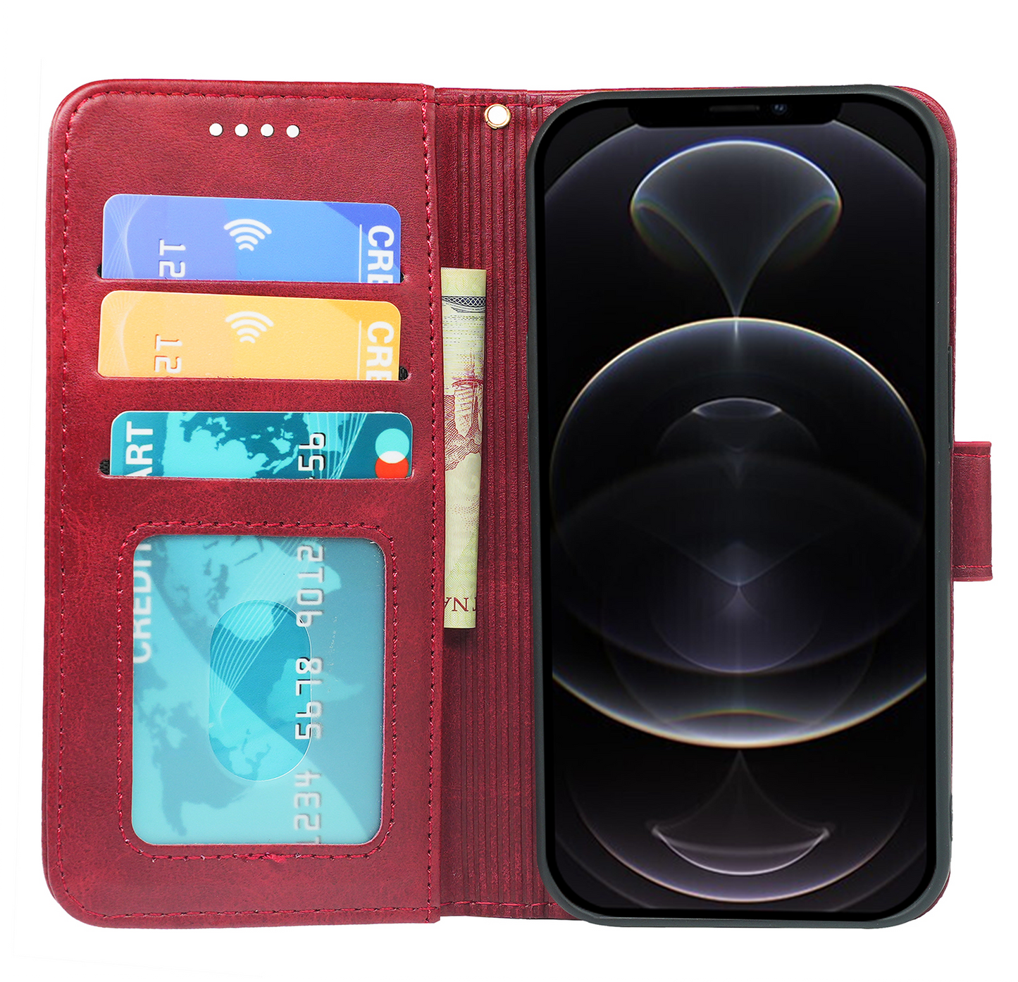 iPhone 16 Series Book Flip Case Leather Wallet