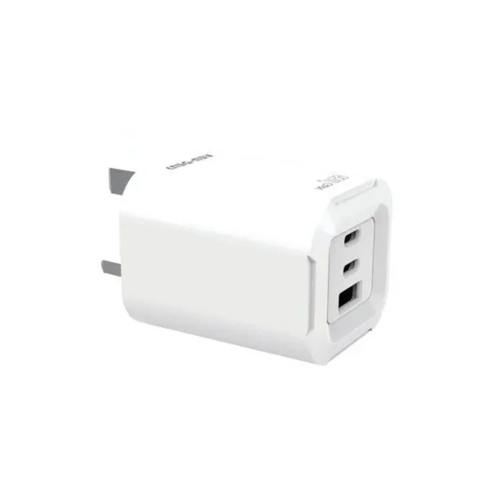 Foldable plug charger with USB-C and USB-A ports