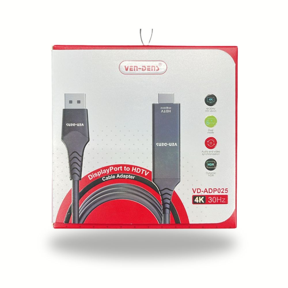 VD-ADP025 DisplayPort to HDMI 4K adapter cable front view