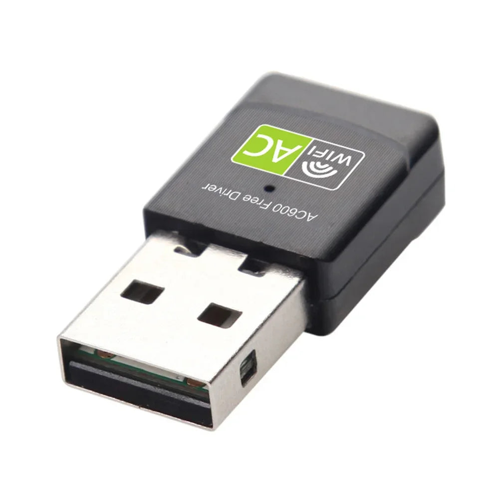 Dual-Band USB WiFi Adapter plugged into a laptop USB port