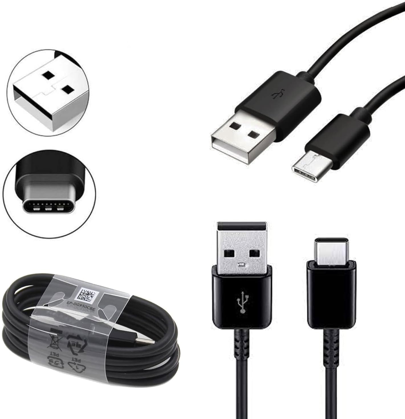 Samsung Genuine USB A to Type C 1.2M Charging Data Cable Black