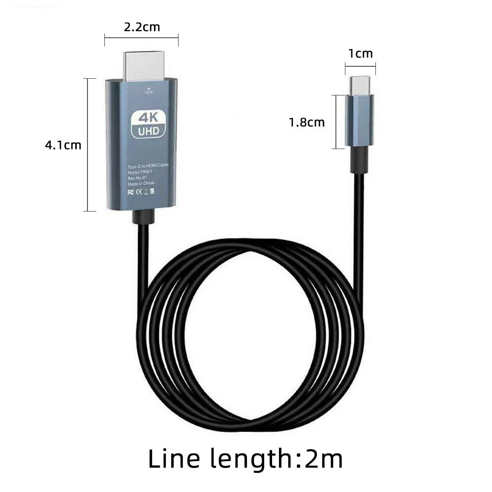 Type C to HDTV 4K Cable Adaptor Plug & Play 2M (VD-ADP017)