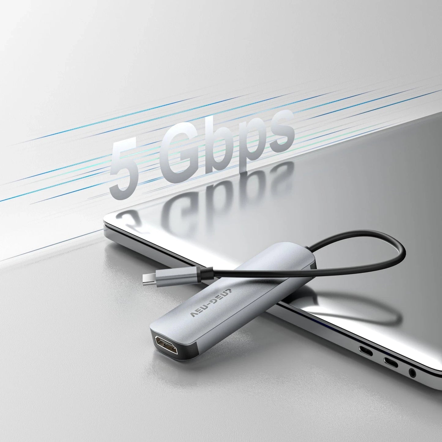 USB C 4 in 1 Hub Multifunction Adaptor with USB 2.0 Port, USB 3.0 Port, 100W PD USB C, HDMI Port