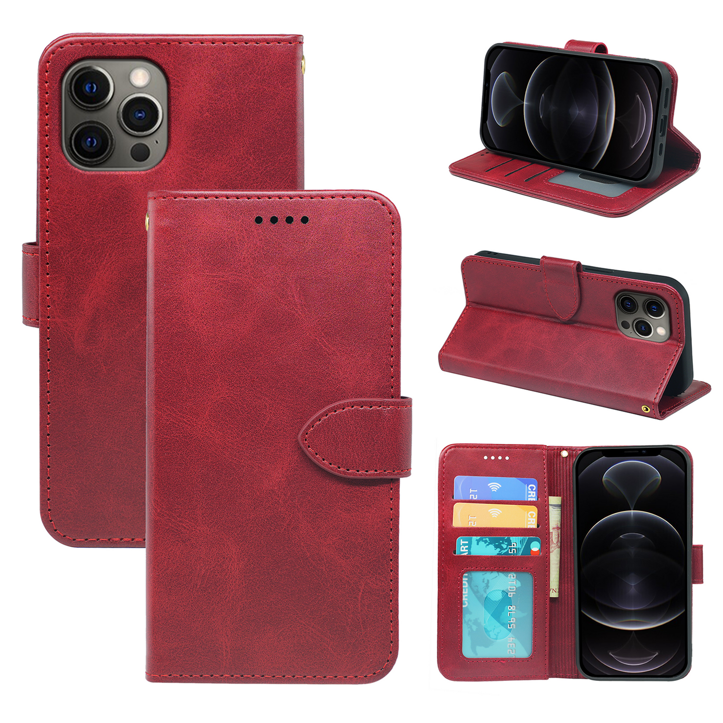 iPhone 14 Series Book Flip Case Leather Wallet