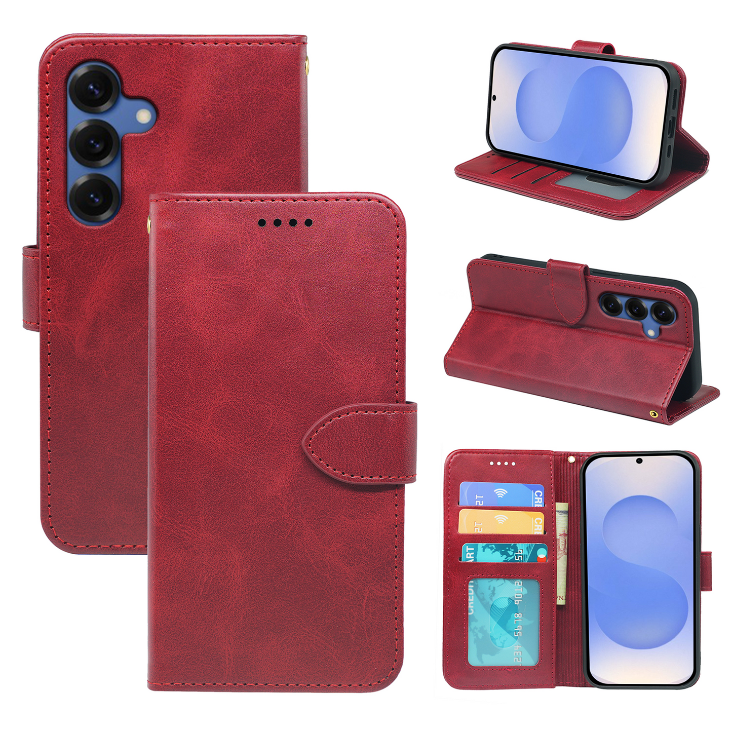 Samsung Galaxy S25 Series Book Flip Case Leather Wallet