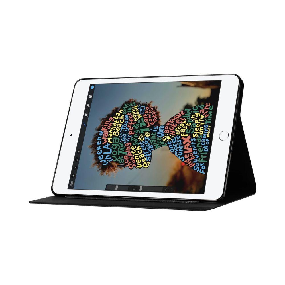 ipad leather wallet case for mini 1 2 3 4 5 6, ipad pro 12.9 black front folded