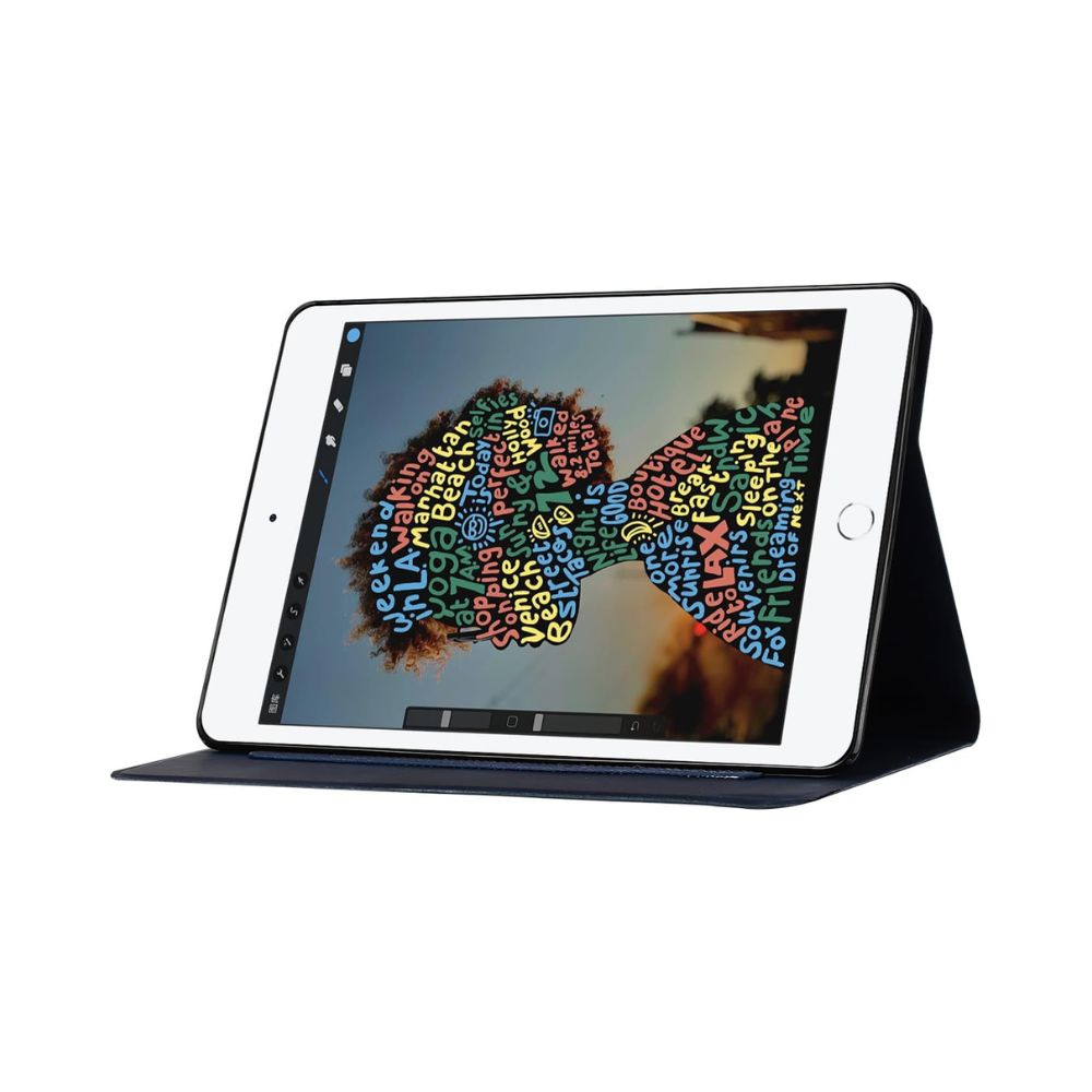 ipad leather wallet case for mini 1 2 3 4 5 6, ipad pro 12.9 navy folded back