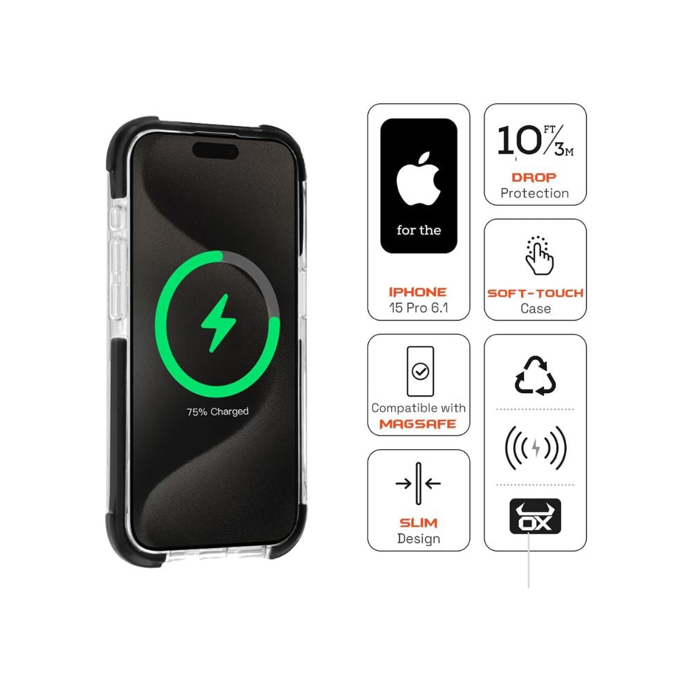 iphone 15 pro ox armour black case specs