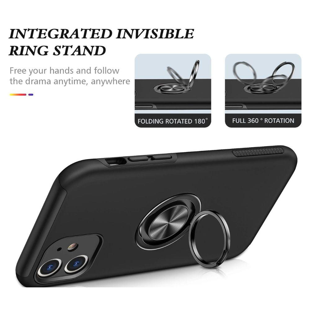iphone 11 case black ring holder ring stand specs