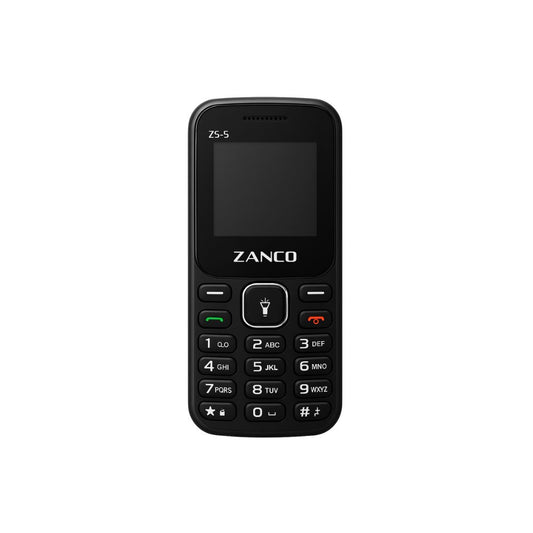 Black Zanco mobile phone on a white background