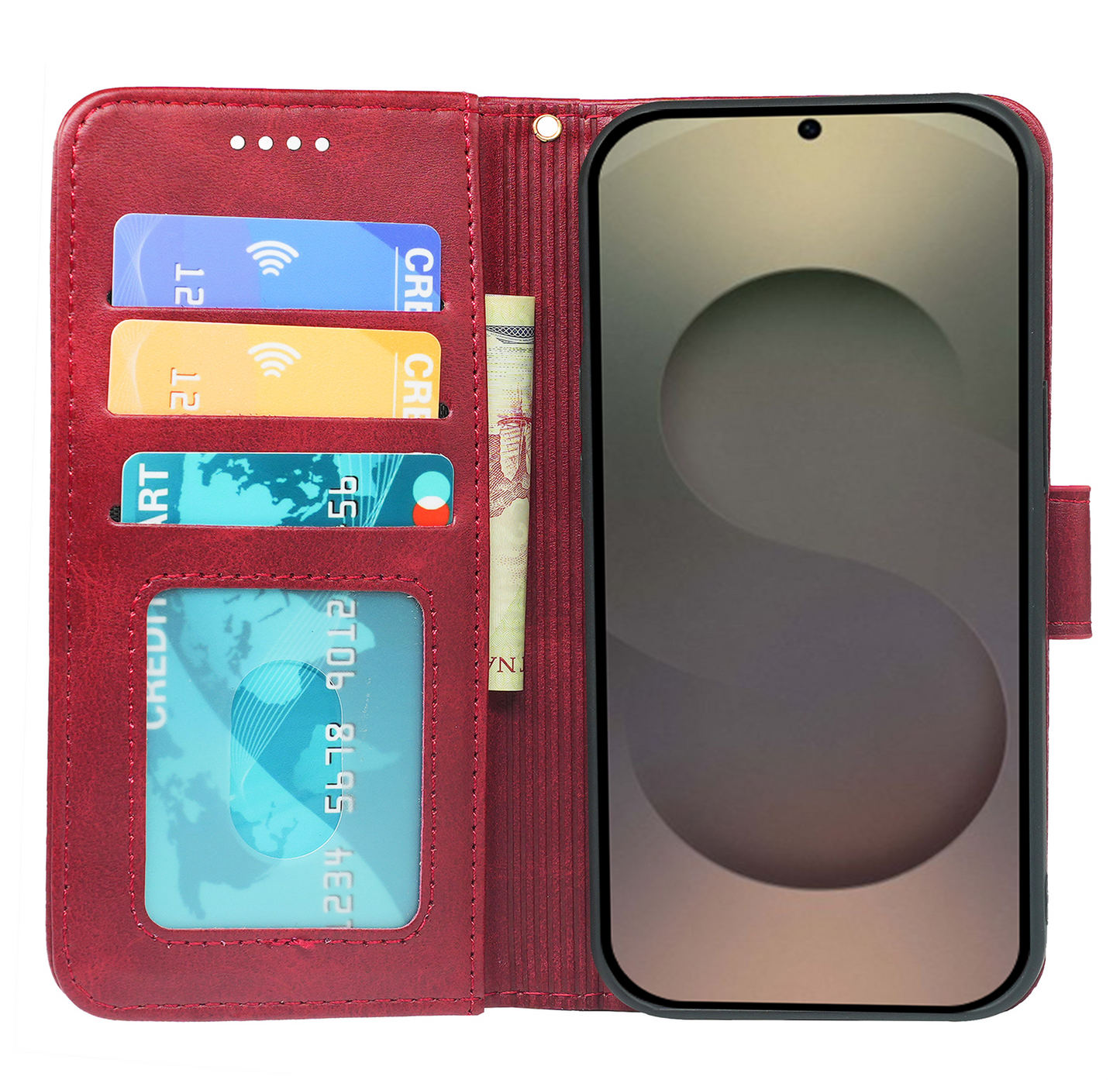 Samsung Galaxy S25 Series Book Flip Case Leather Wallet