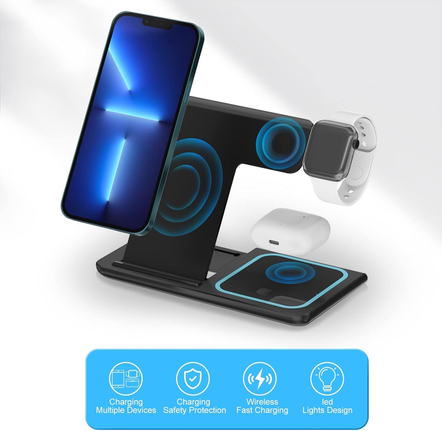 3-in-1 Wireless Charging Station – Fast, Efficient & Multi-Device Compatible