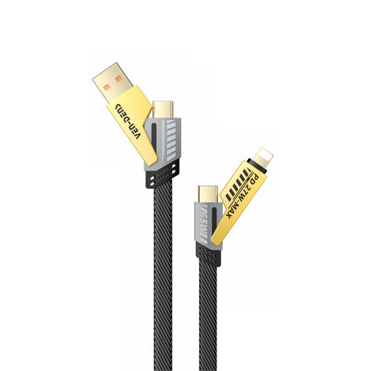 4 in 1 Multi Fast Charging Cable 65w - USB A/C to Lightning & USB C - 1.2m VD-DCA05