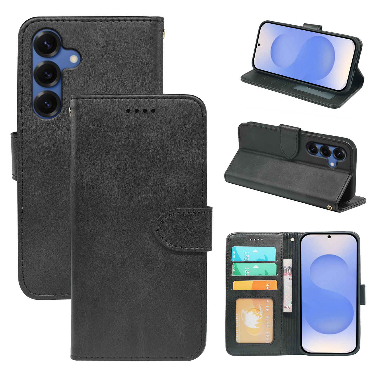 Samsung Galaxy S25 Series Book Flip Case Leather Wallet