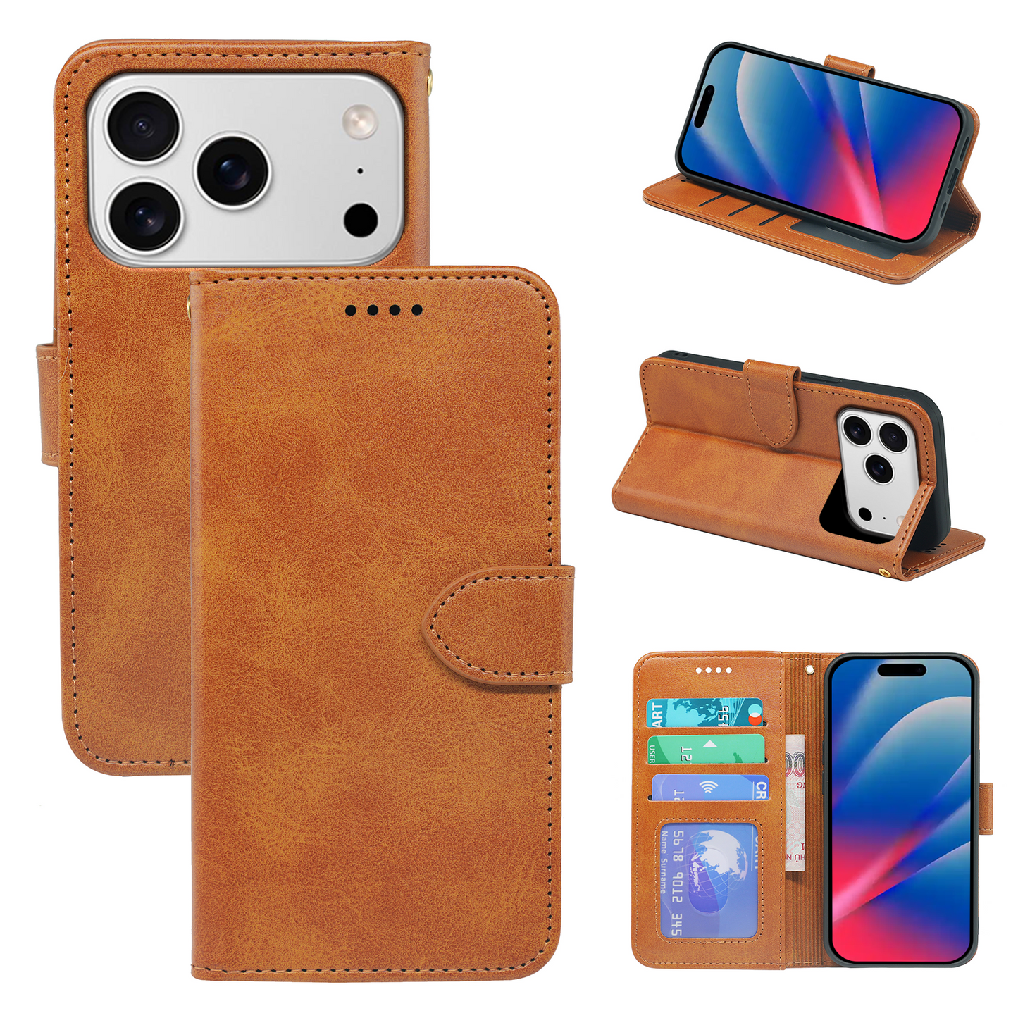 iPhone 17 Series Book Flip Case Leather Wallet