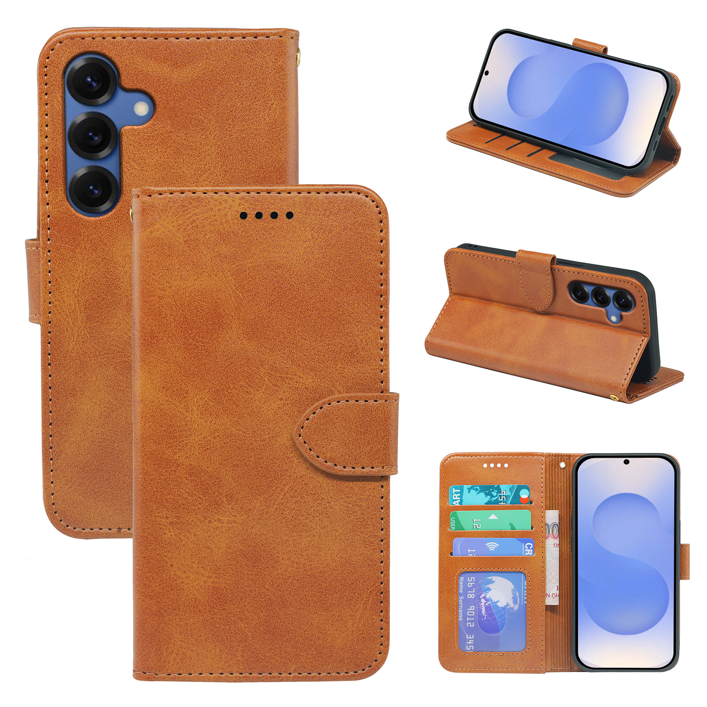 Samsung Galaxy S25 Series Book Flip Case Leather Wallet
