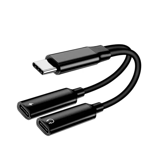 USB C to Dual USB C Adapter - Charging & Audio Splitter - AUX012