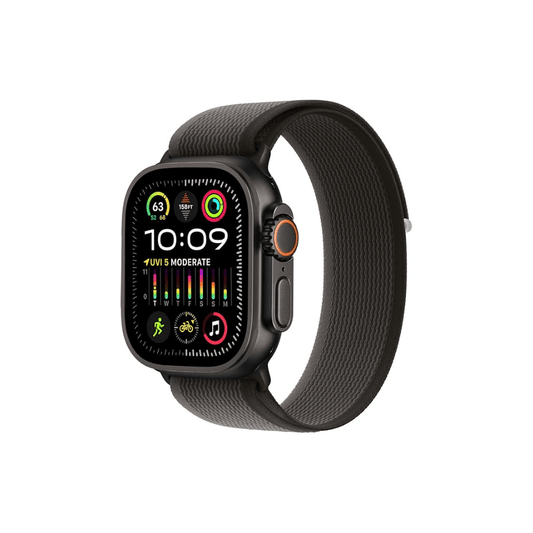 Black woven nylon Apple Watch sport loop band for 38 mm, 40 mm, and 41 mm cases
