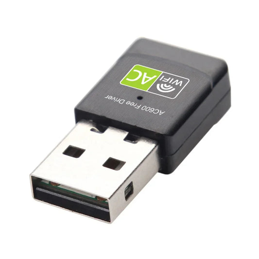 Dual-Band USB WiFi Adapter plugged into a laptop USB port