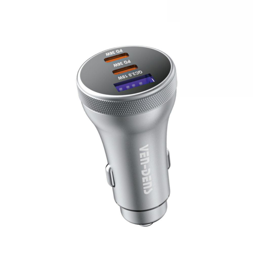 Dual USB C + USB A 3 Port 90W Fast in Car Charger VD-CC012