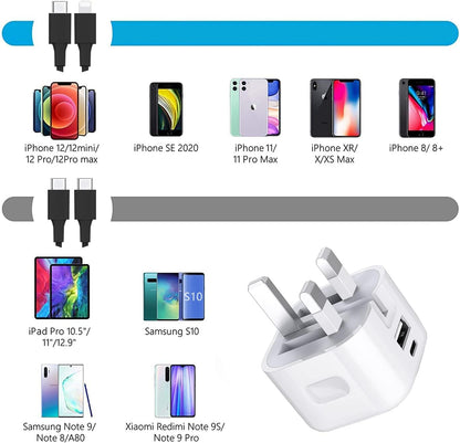 20W Foldable Dual USB-A & USB-C Fast Charger Adapter