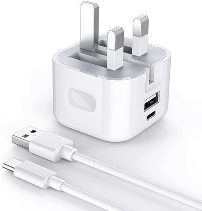 20W Foldable Dual USB-A & USB-C Fast Charger Adapter