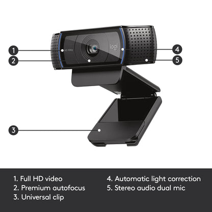 Logitech C920 PRO HD Webcam - Full HD 1080p/30FPS Video Calling
