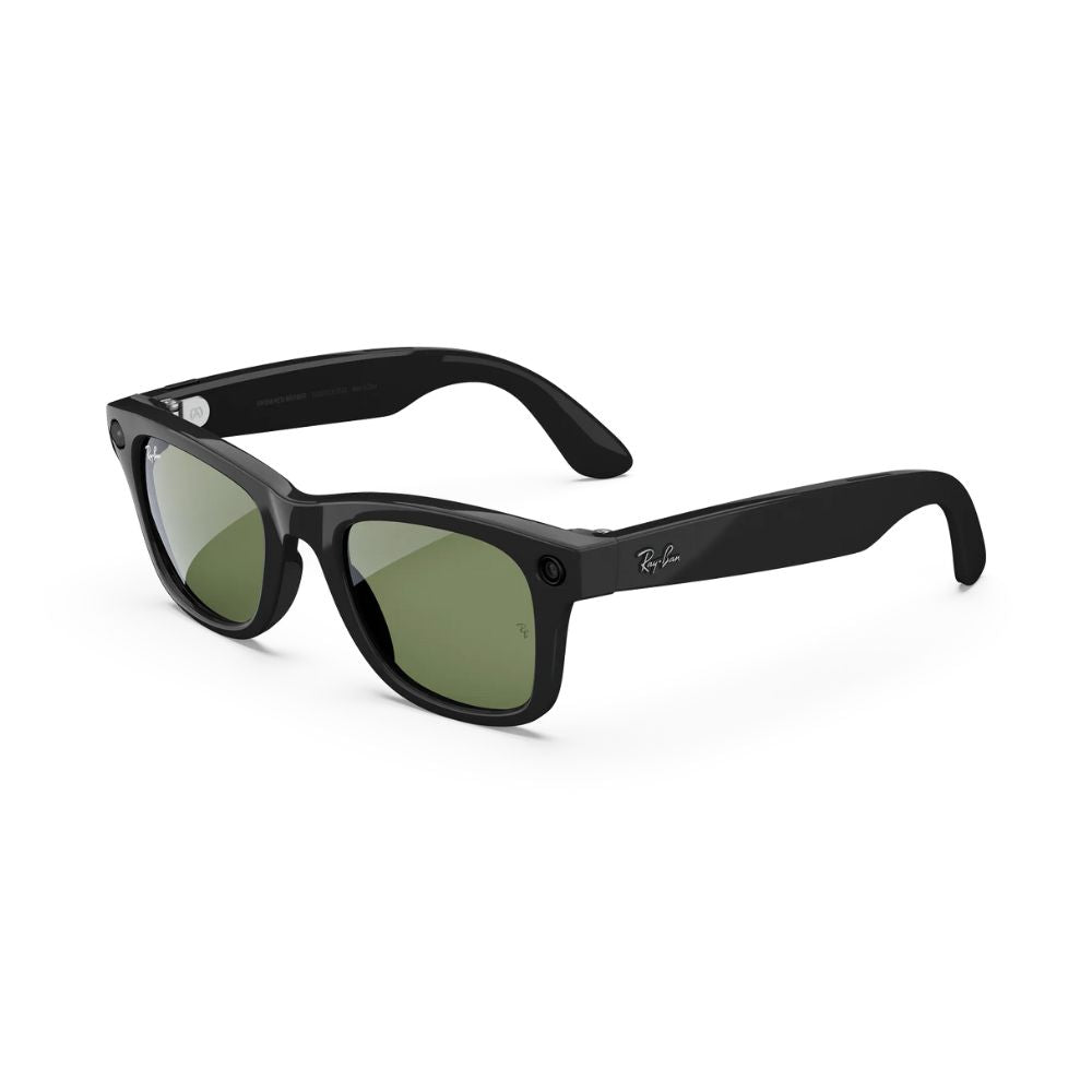 Ray Ban Meta Wayfarer - New, Shiny Black / G15 Green, Size 50