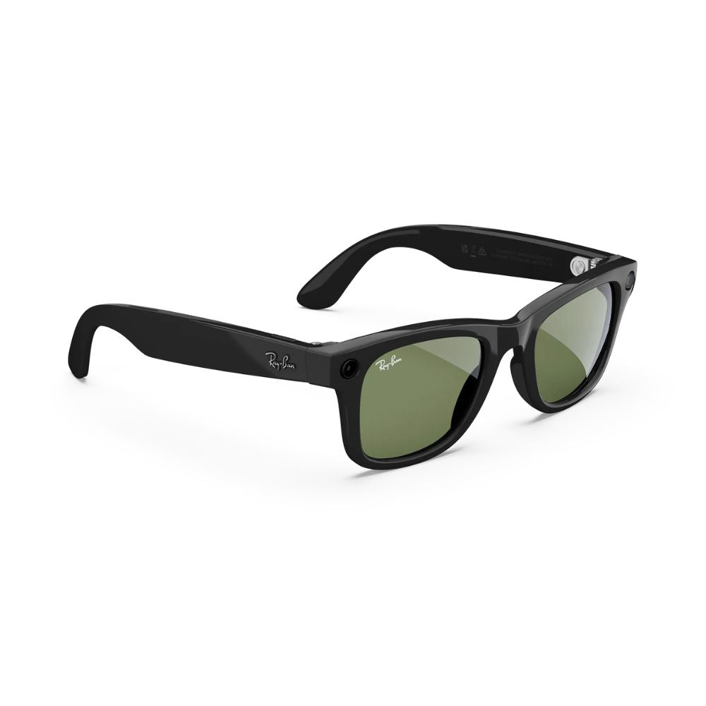 Ray Ban Meta Wayfarer - New, Shiny Black / G15 Green, Size 50