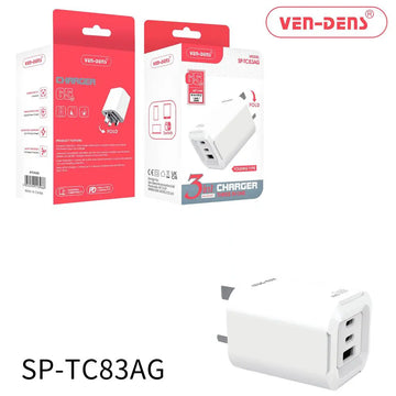 Foldable plug charger with USB-C and USB-A ports