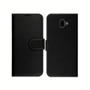 Samsung Galaxy J4 Book Flip Case Black Leather Wallet