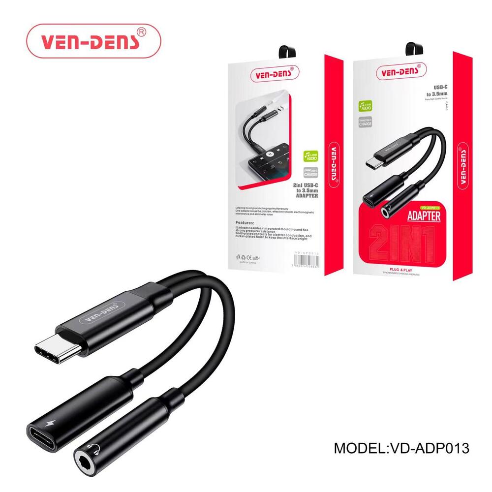 USB C to Audio Jack Adapter VD-ADP013 front view