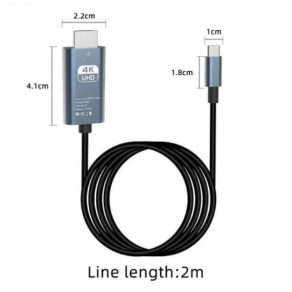Type C to HDTV 4K Cable Adaptor Plug & Play 2M (VD-ADP017)