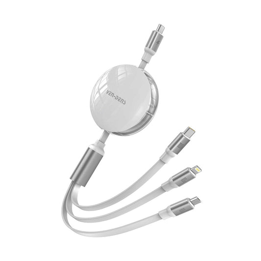 USB C 3 in 1 100W 1.2M Retractable Fast Data Charging Cable VD-DCA08