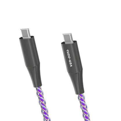 USB C to USB C 60W RGB Luminous Fast Data Charging Cable VD-DCF05