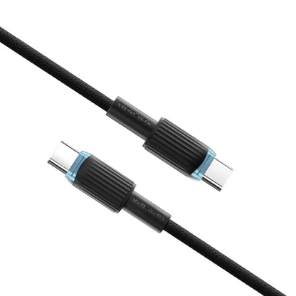 USB C to USB C 60W TPE Braided Black Fast Data Charging Cable VD-DC09CC