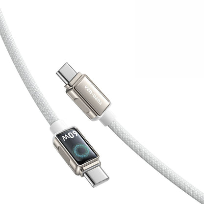 USB C to USB C 60W Zinc Alloy Braided White Fast Data Charging Cable VD-DC11CC