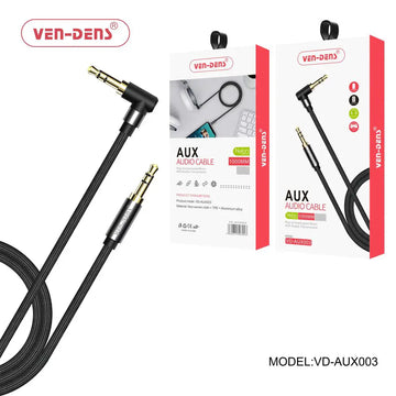 AUX audio cable 3.5mm jack to jack 1 m black braided cable