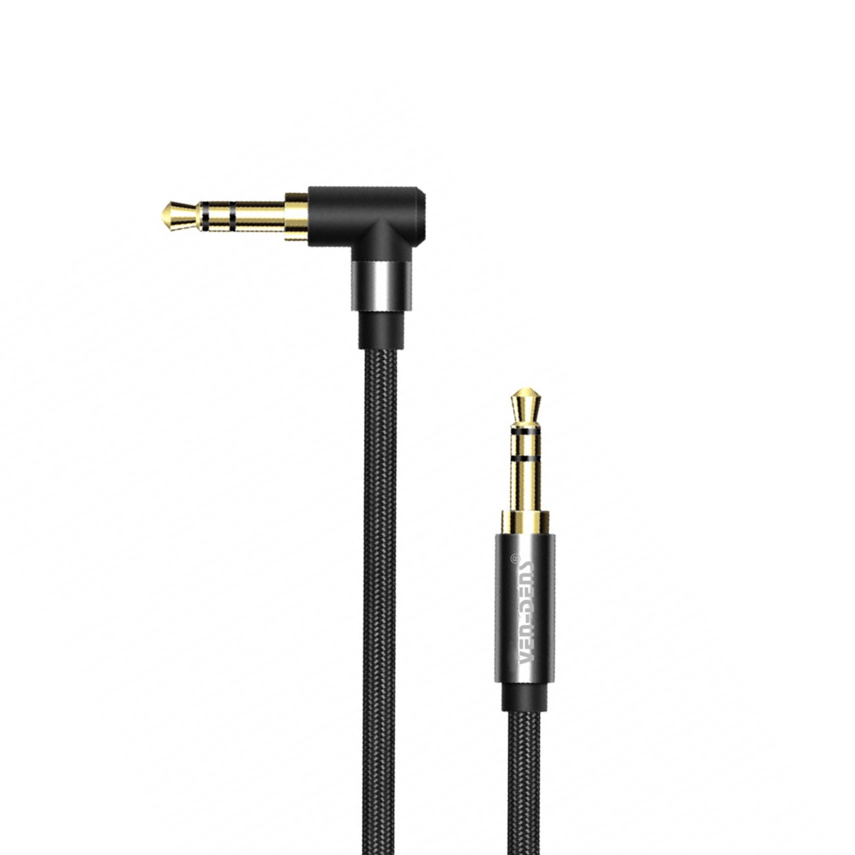 AUX audio cable 3.5mm jack to jack 1 m black braided cable