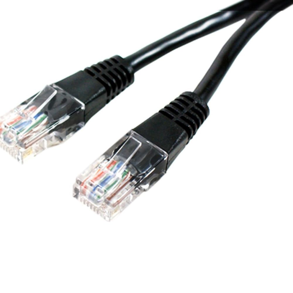 Cat 6 LAN cable showing gold-plated RJ45 connector and PVC jacket