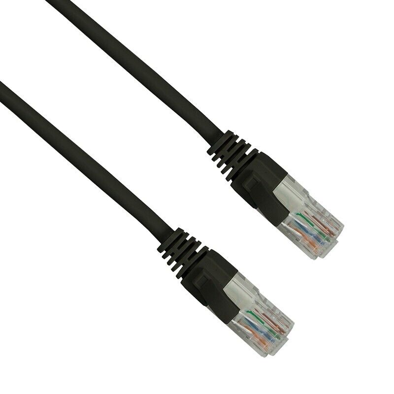 Cat 6 LAN cable showing gold-plated RJ45 connector and PVC jacket