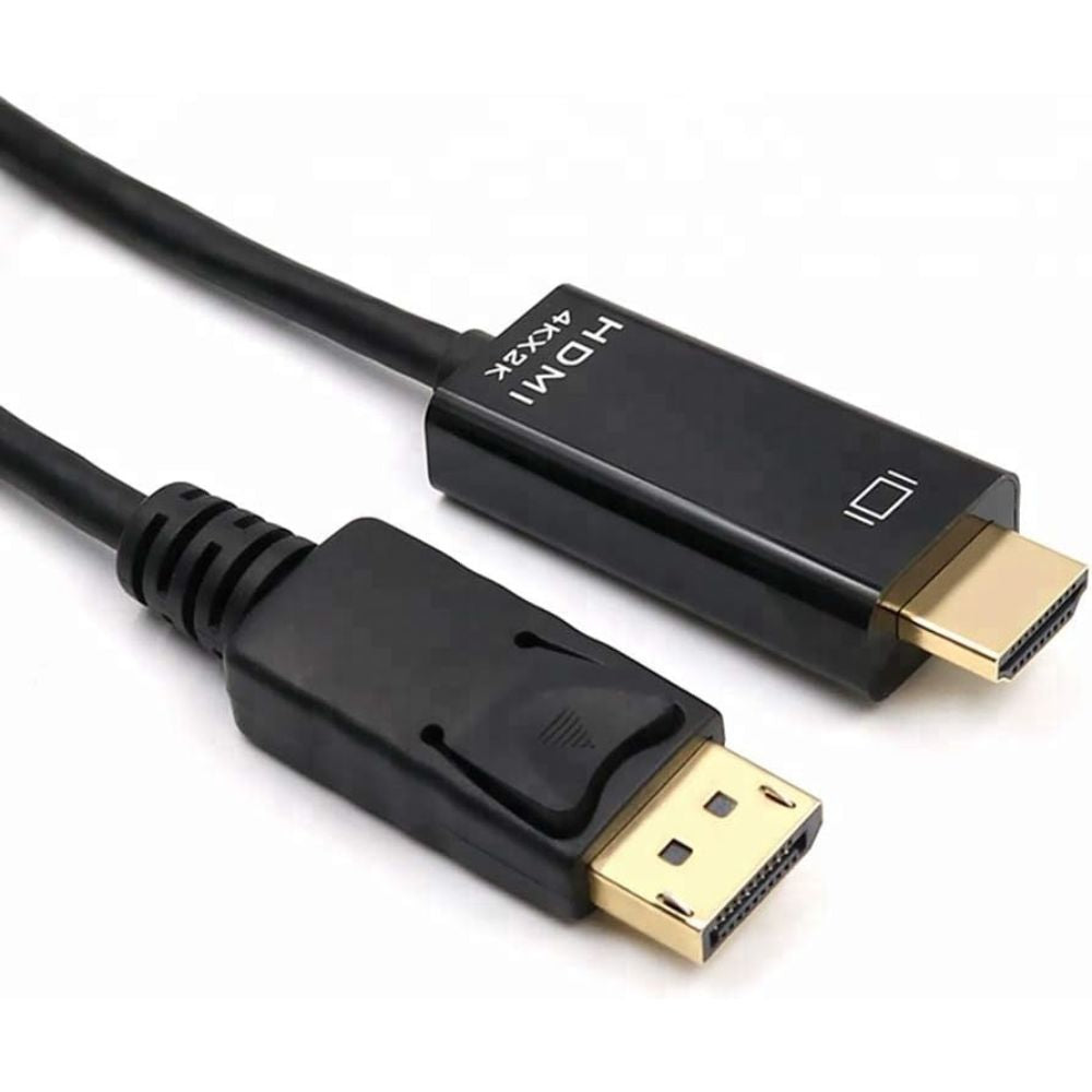 Compact DP to HDMI converter connected to laptop
