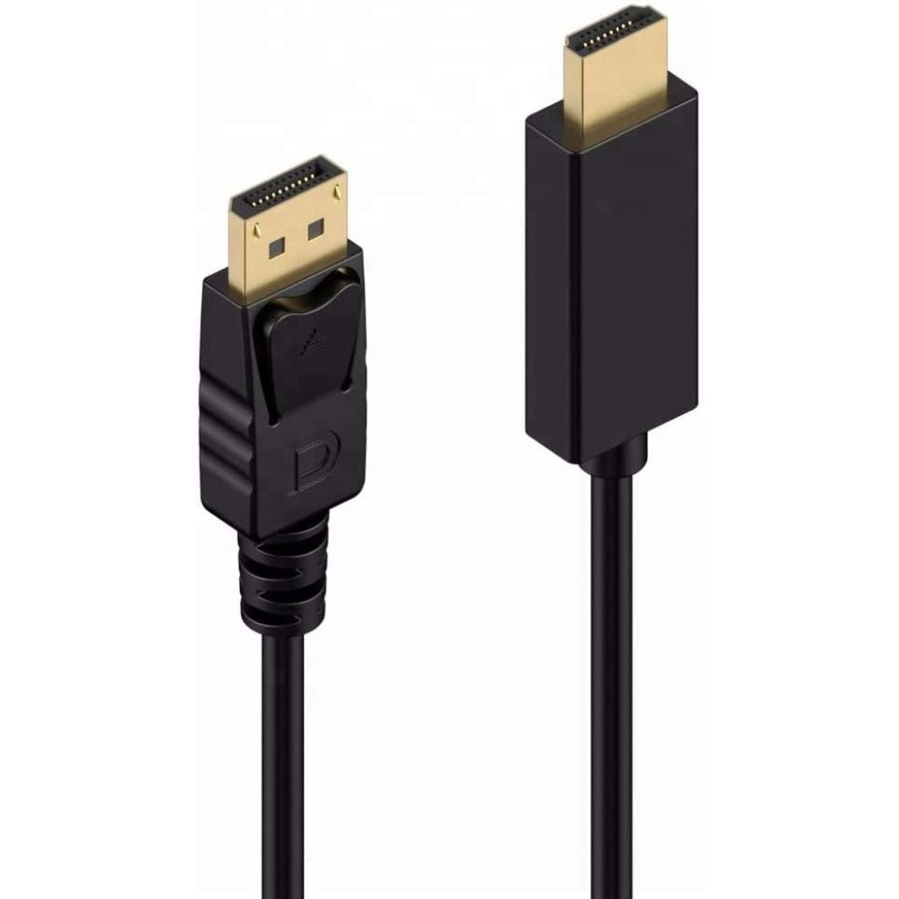 Compact DP to HDMI converter connected to laptop