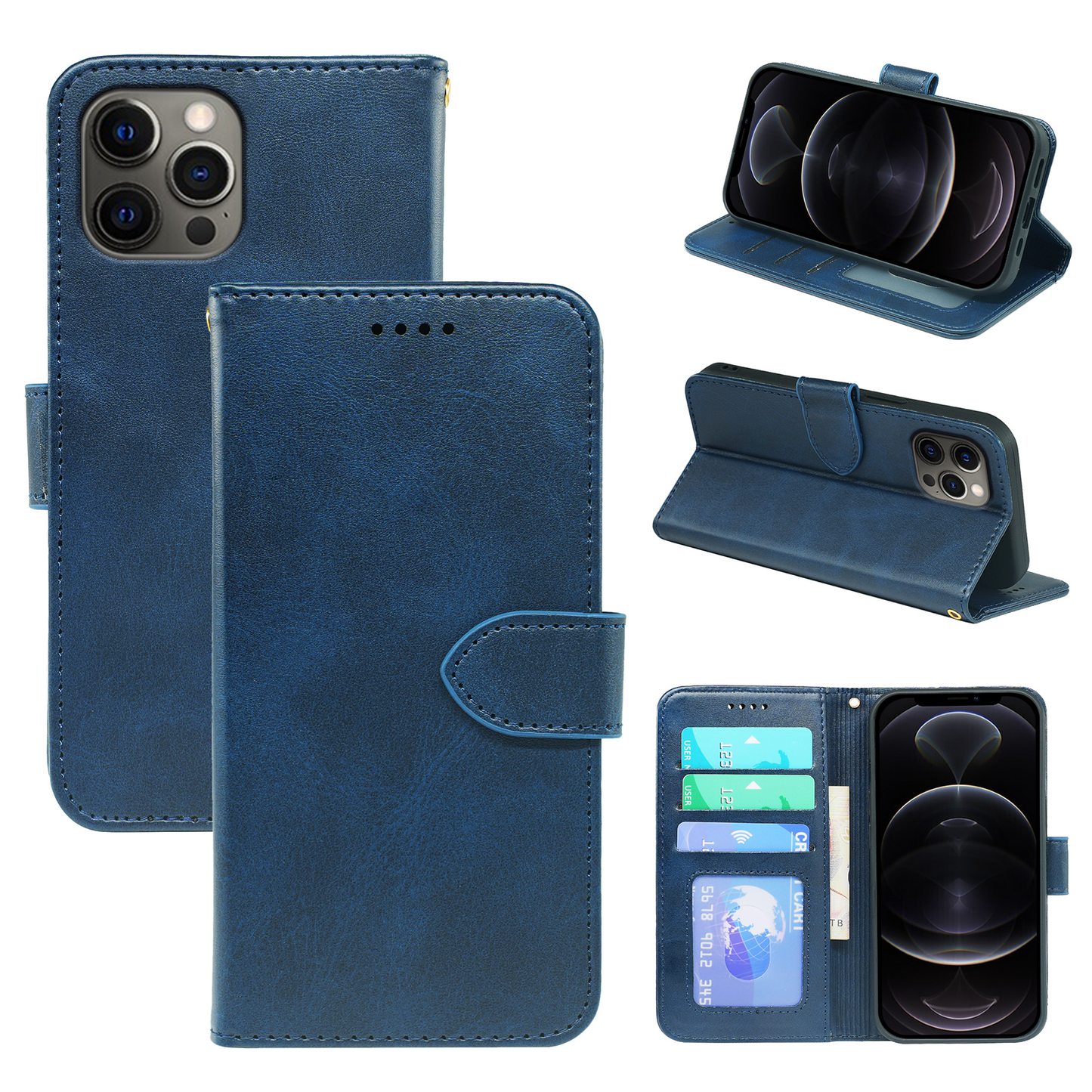 iPhone 14 Series Book Flip Case Leather Wallet