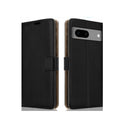 Google Pixel 7a Book Flip Case Black Leather Wallet with Magnetic Closure