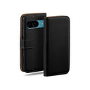 Google Pixel 9a Book Flip Case Black Leather Wallet with Magnetic Closure