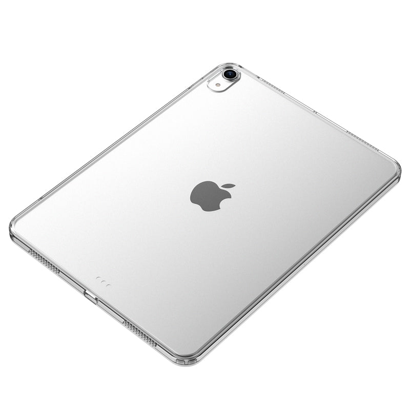 Clear case on an Apple device with Apple logo