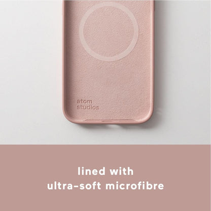 iphone 13 atom studios pink lined with ultra soft microfibre