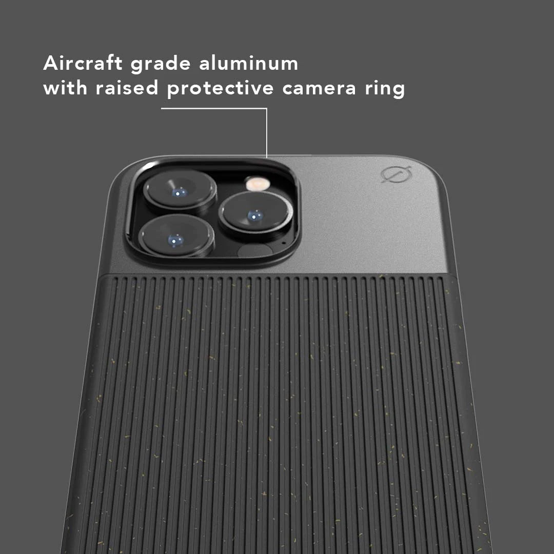 aircraft grade aluminium with raised protective camera ring